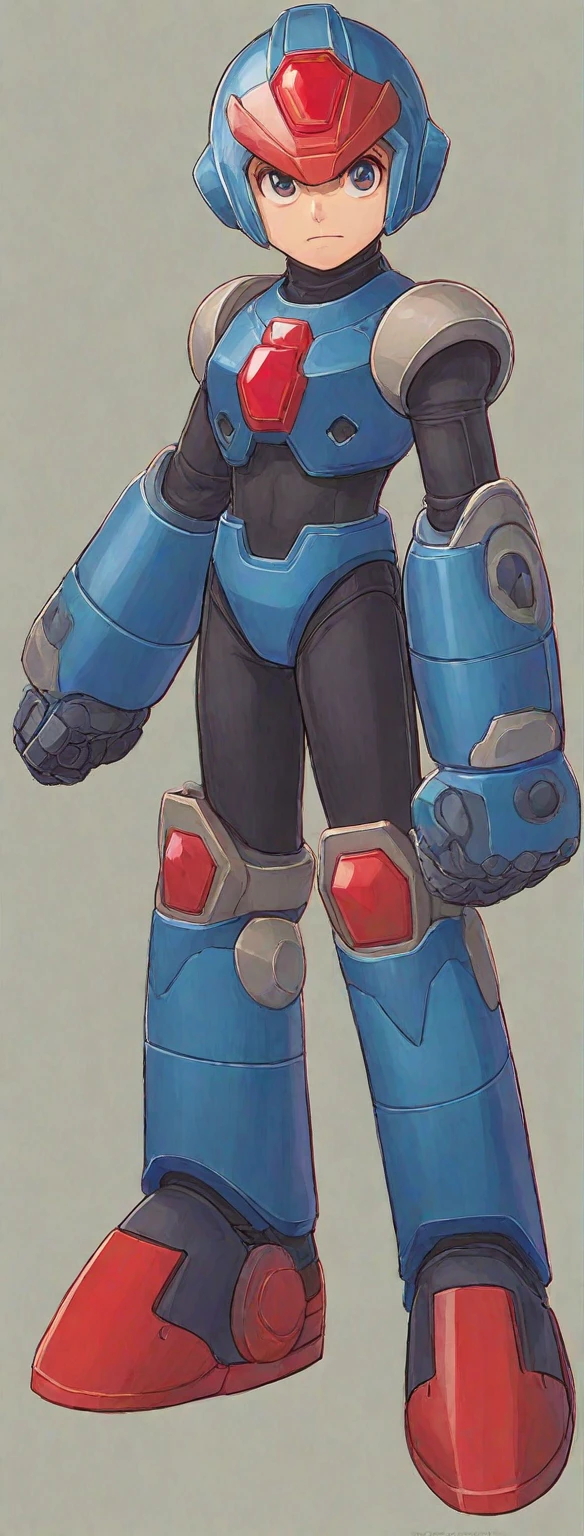 Hiroyuki Kitazume artstyle, Hiroyuki Kitazume style, 1boy, solo, hardboiled, reploid, The image showcases several iterations of the character Megaman X in his design from "Mega Man X8". This character, a Reploid, features a sleek, futuristic design with a predominantly blue color scheme and light blue highlights. The first design shows a rounded, simplistic form, emphasizing a youthful and approachable appearance. The second design introduces angular features, giving him a tougher and more mature look. The third design further enhances these aspects with added armor details and more defined muscle structure, highlighting his combat-ready nature. The side profiles show his helmet with a red gem centerpiece and intricate arm and leg armor details. The overall art style is dynamic, with clean lines and a mix of soft and hard shading to emphasize his mechanical yet heroic qualities.
AI art prompts:
- "Futuristic Reploid, Megaman X design, blue and light blue color scheme, sleek and dynamic design, detailed armor, combat-ready, heroic stance, clean lines, mix of soft and hard shading."
- "Megaman X Reploid character design, angular features, youthful and approachable appearance, futuristic armor, red gem centerpiece, intricate details, heroic and combat-ready."
- "Reploid hero, sleek and futuristic, blue armor, light blue highlights, dynamic design, side profiles, detailed helmet, clean lines, soft and hard shading., in kinu-sensei artstyle