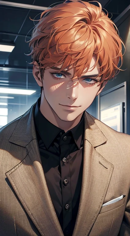 (best quality,4k,8k,highres,masterpiece:1.2),ultra-detailed,(realistic,photorealistic,photo-realistic:1.37),1 man,31 years old,mature man,very handsome,without expression,smile,short grey b
Orange hair,blue eyes,penetrating gaze,perfect face without errors,imposing posture,businessman,office background,cinematic lighting,hdr image
