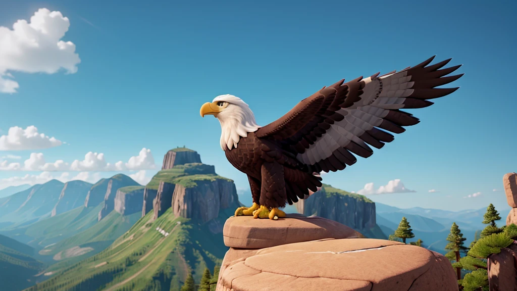 A young eagle at the base of a mountain, then climbing to the top facing storms, and finally spreading your wings and flying high in the sky. 9:16 8k UHD-IHD