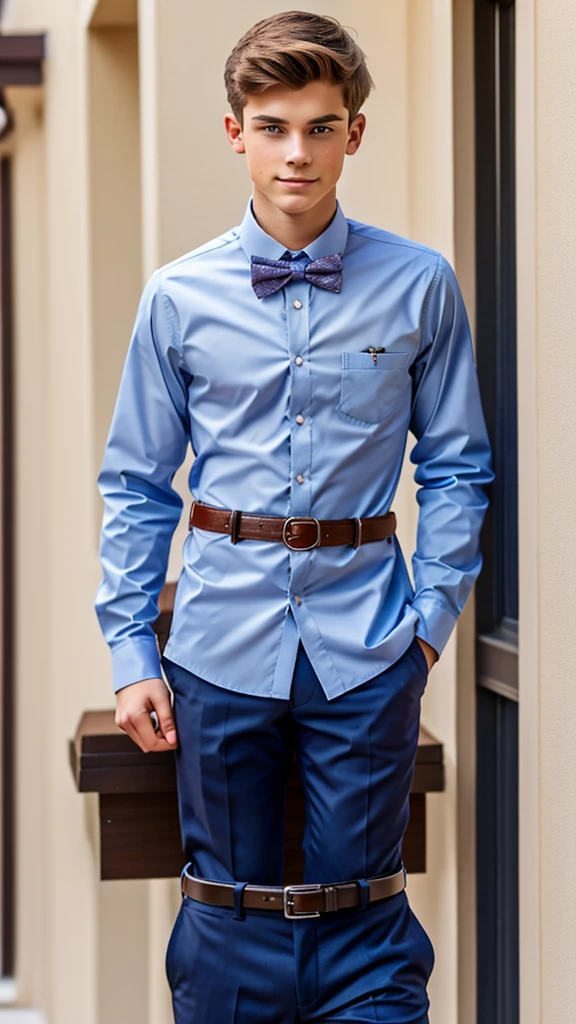 19 year old male wearing bow tie and lomg sleveed button up with belt and tucked in
4K HIGH REZ
Physical Description: Brown colored hair and skinny build. 5"5 and 150 LB. Blue eyes.
.