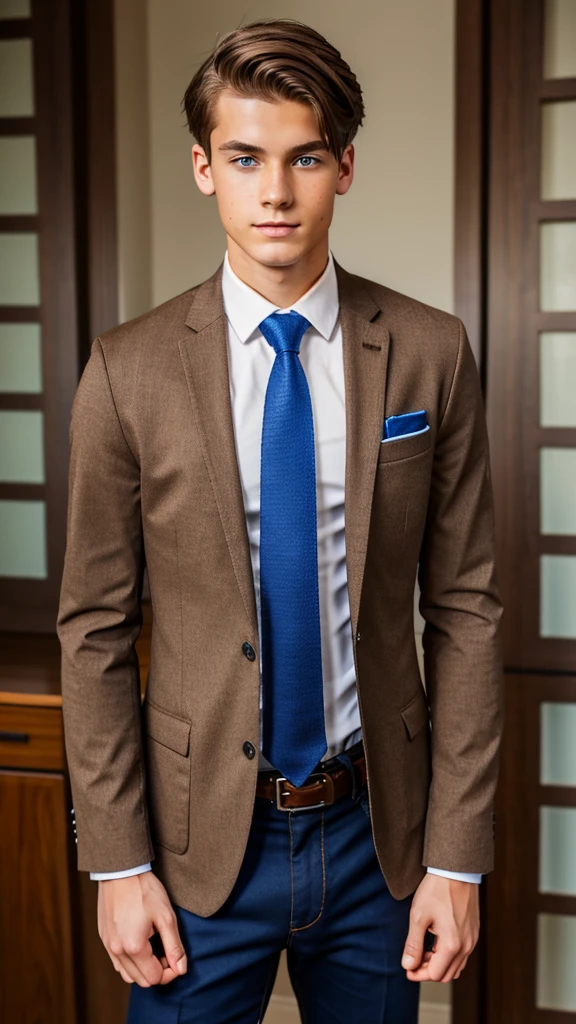 19 year old male wearing tie and lomg sleveed button up with blazer with belt and tucked in
4K HIGH REZ
Physical Description: Brown colored hair and skinny build. 5"5 and 150 LB. Blue eyes.
.