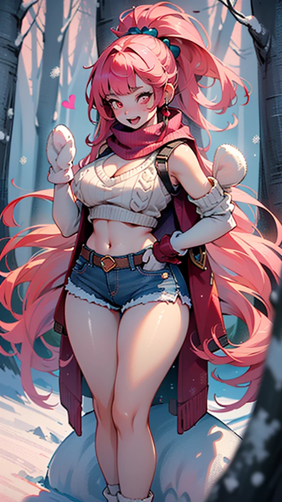 explorer girl,1girl,((extremely cute and beautiful red haired explorer girl)),(((18 years old))),(large breasts:1.4),((((red hair:1.35,absurdly long unkempt hair,ponytail red hair,bangs,colored inner hair,ear breathing)))),(((red_eyes:1.3))),intricate eyes,beautiful detailed eyes,symmetrical eyes,((((lustrous skin:1.5,tanned skin,bright skin:1.5,skin tanned,shiny skin,very shiny skin,shiny body)))),(spider lower abdomen,narrow waist,wide hip,athletic body,inflated legs,thick thighs,detailed body,(detailed face)),((heart pupils:1.5,heart:1.3,hearts:1.3,heart marks:1.3)),(ahegao face:1.5),

cute,slutty,seductive,erotic,(nsfw),

((large white socks:1.5,socks texture must be natural)),((deep V sweater:1.5)),((no bottoms)),((white mittens:1.5,white scarf:1.5),((navel)),((shorts,short shorts,denim shorts)),(((unzipped, open fly))),

(dynamic pose:1.0),embarrassed,(centered,scale to fit dimensions,Rule of thirds),

((snowy pink cherry forest:1.5,pink theme forest:1.5)),winter,scenery:1.25,((intricate scenery)),((snow forest background)),Christmas tree,

(Glossy winter ornaments),highres,sharp focus,(ultra detailed,extremely detailed),(photorealistic artwork:1.37),(extremely detailed CG unity 8k wallpaper),(((vibrant colors,vibrant theme))),(intricate),(masterpiece),(best quality),
