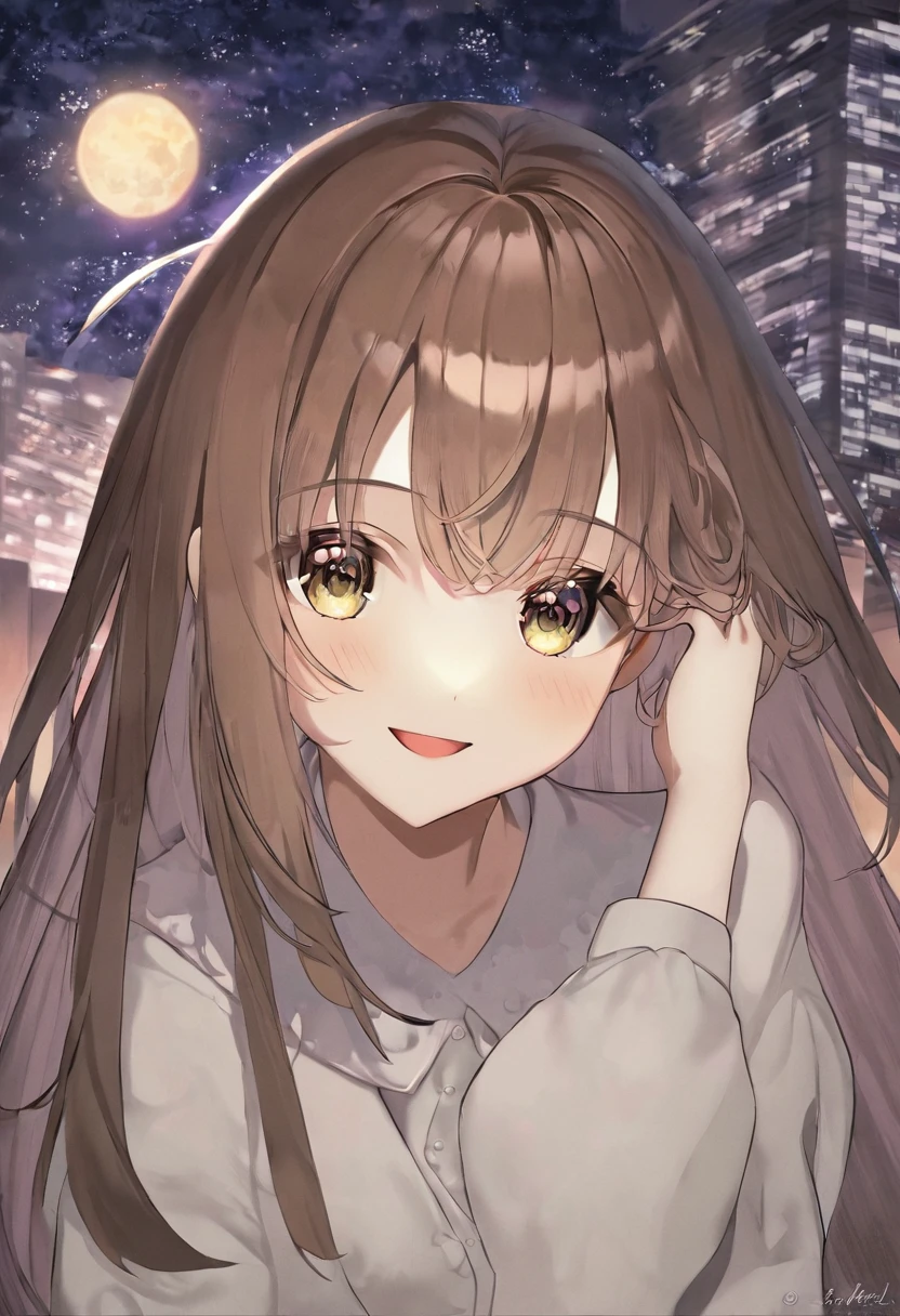 girl.Her hair is brown.Beautiful eyes.Hazel eyes.At night time.
Brown flowing hair. I grow..happy.Quiet.Smile