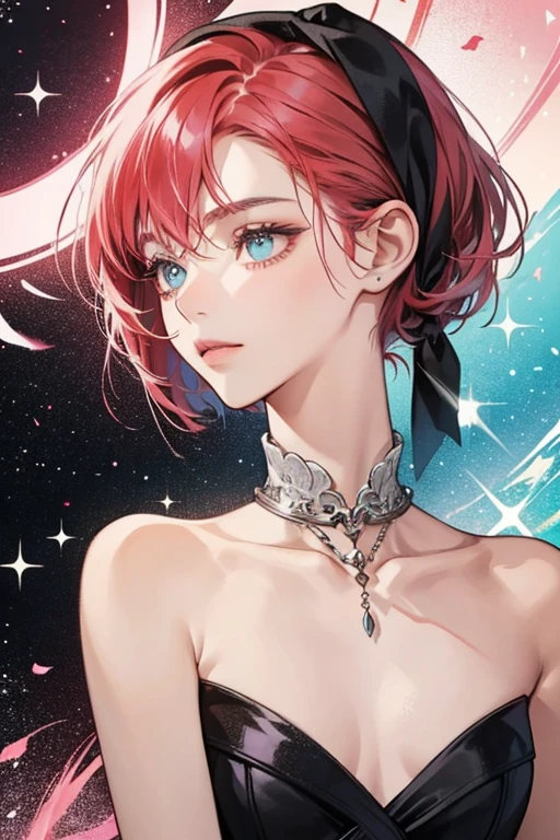 Alix is a slender, short, and lean French-Arab teenage girl with brilliant cerulean eyes and messy pink/red hair in a bob cut that is partially tied into a small ponytail on the right side.

In the future she becomes much taller and she has dyed her hair red with black tips, which is now styled into a pixie cut. SPARKLE; GLITTER