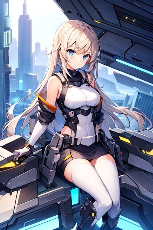girl , SF, space opera, , thong, turtle neck protector, thigh-high boots, long grove, goggles, space ship pilot