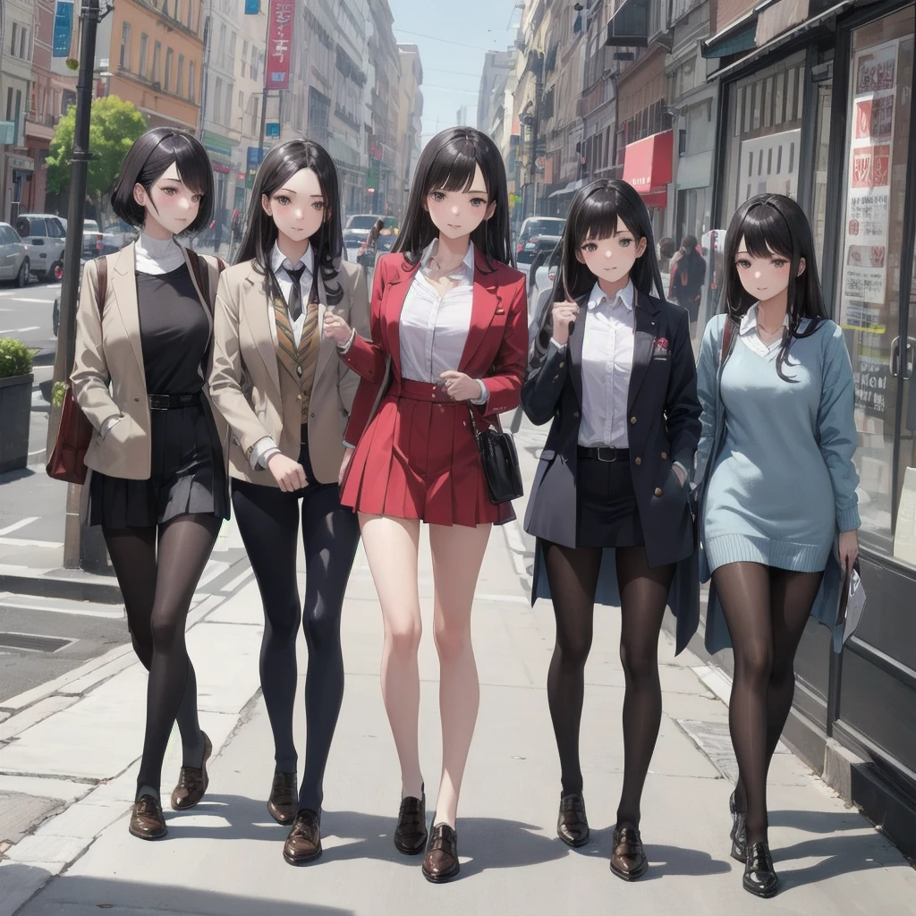 Beautiful 16-year-old girl full body photo of ten female students