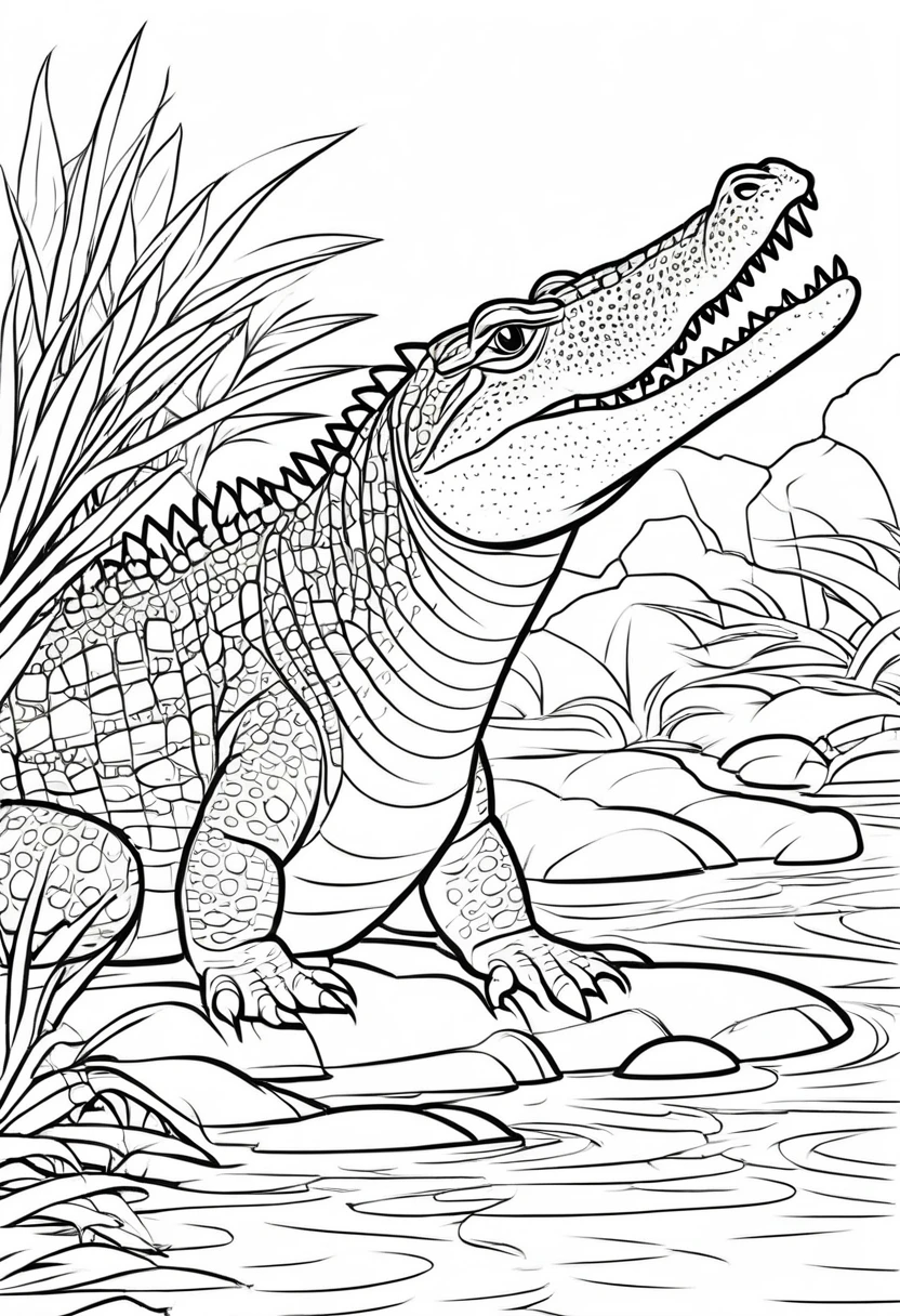 coloring page for kids, crocodile