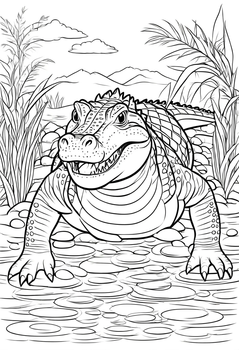 coloring page for kids, crocodile