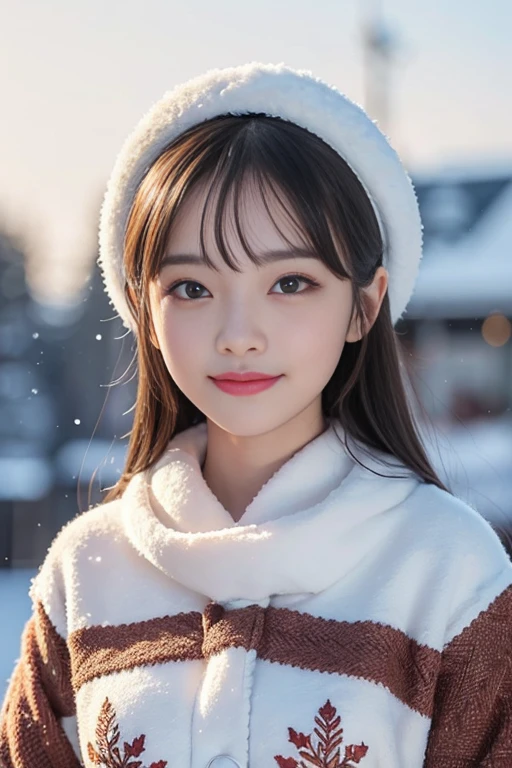 masterpiece, highest quality, One girl, (a beauty girl, Delicate girl:1.3), (19 years old:1.3), Definition of very fine particles, (Symmetrical eyes:1.3), (Snow scene background,The snow is shining and sparkling:1.2), (Warm winter clothes:1.2), Small breasts, Brown eyes, Parted bangs, Silver Hair,  girl, (Eye and facial details:1.0), (Get closer to the face, Zoom in on face, Face Focus:1.0),Duck Mouth,The best smile, 8k, 디즈니 스타일, (Alebrijes Art Style), 유화, 콤플렉스, (((살아있는 강아지를 안고있다))), ?? 강아지,