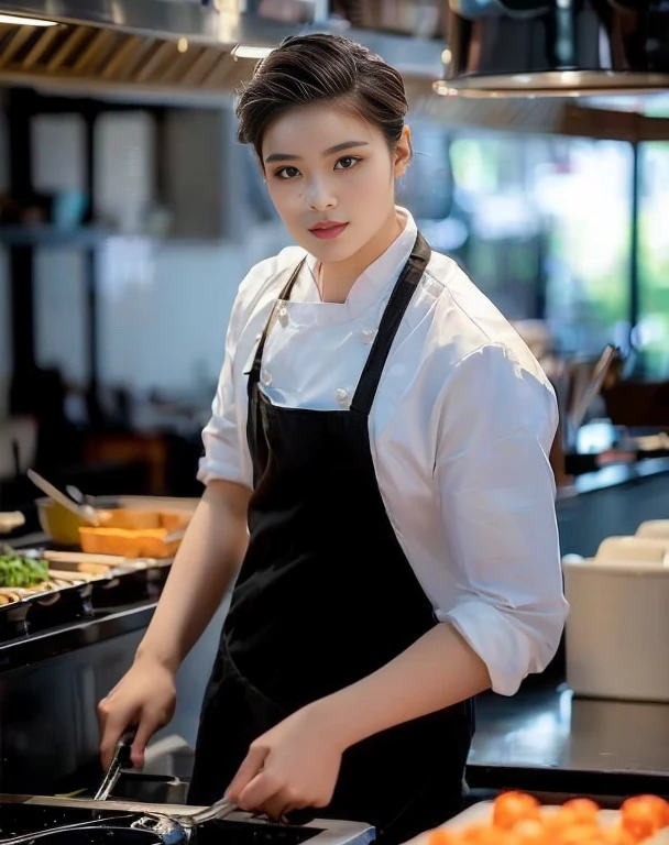 Anime girls in real life, Chinese girl, anime cosplay, Thai girl anime, Haraf looks at the camera, perfect has a round face, A well-maintained model., Beautiful picture, warm light, Young Southeast Asian woman with a round face, 3-D profile picture, 8K, 45,000,000 pixcls, realistic light colors, beautiful asian girl, charming anime,  Comfortable pose, Real-life anime Asian girls, attractive beautiful woman, perfect body, Freestyle. Photo of a beautiful Asian woman., The character is in her natural pose.,