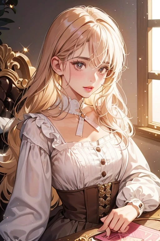 Anne-Jeanne has a tan complexion with chocolate brown eyes and hair, she has a button nose and pink lips. SPARKLE; GLITTER