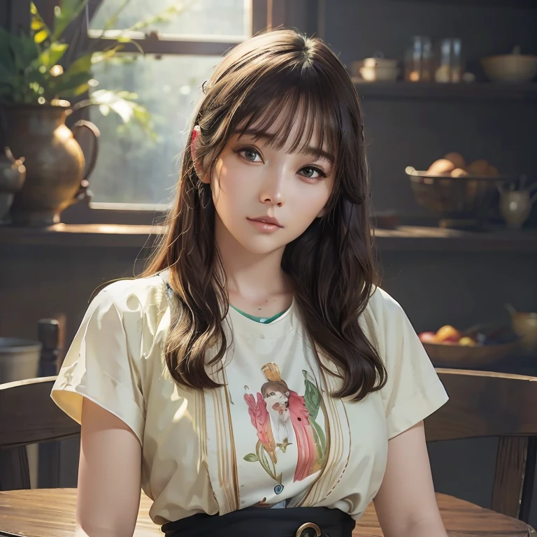 ((Highest quality)),(超High resolution),(Very detailed),(Detailed Description),((The best CG)),(masterpiece),Ultra-detailed art、(Highest quality、8K、32k、masterpiece)、(Realistic)、(Realistic:1.2)、(High resolution)、Very detailed、Very beautiful face and eyes、1 female、((Narrow eyes、Droopy eyes:1.4、fine grain))、Tight waist、Delicate body、(Highest quality、Attention to detail、Rich skin detail)、(Highest quality、8K、Oil paint:1.2)、Very detailed、(Realistic、Realistic:1.37)、Bright colors