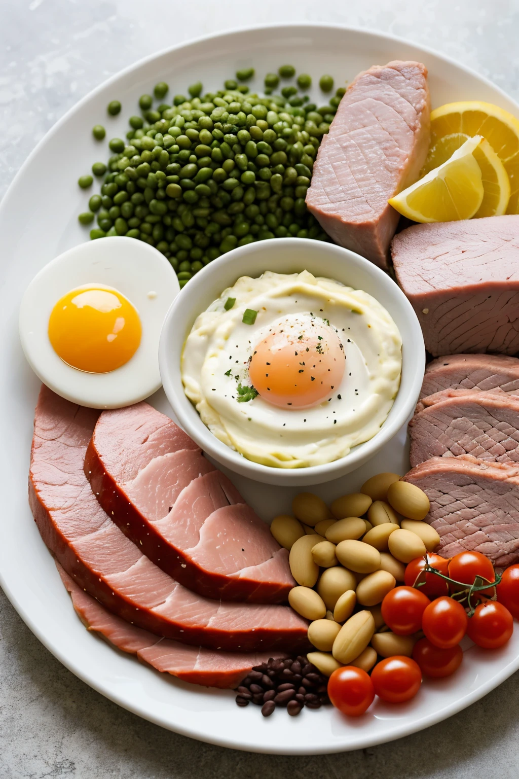 I need you to make an example of a food dish but with a basal diet of an adult of 20 years or 63 years. must be based on plant foods, so fruit consumption, vegetables, vegetables, whole grains and legumes should be essential. Besides, you can complement your diet with meat, Fish, egg and dairy products if the patient wishes.