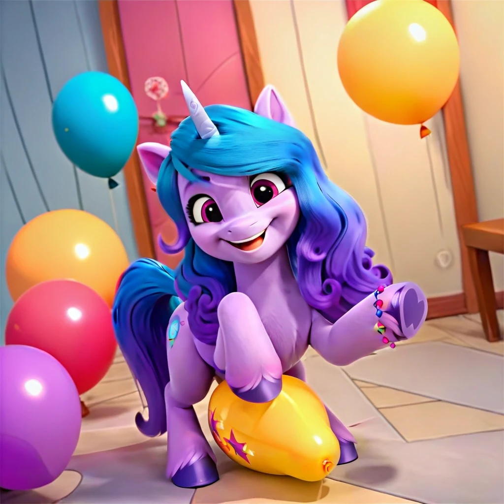 score_9, score_8_up, score_7_up, score_6_up, score_5_up, score_4_up, 
female, Izzy Moonbow, solo, looner, nonpop, balloon nonpop, detailed background, party, selfie, fanservice, plot, balloon fetish, balloon support, 3d, hd, 4k, solo,
safe, rating safe,
spread legs, plot, blowing up balloons, balloon blowing, wide hips, arched back, overinflated balloon, tight balloon, necked balloon, translucent balloon, white star print on balloon, balloon inflation,
motion blur, bouncing, squeaking, noisy, loud,
My Little Pony: Make Your Mark, My Little Pony: A New Generation, cinematic, dynamic angle, depth of field, bloom, subsurface scattering