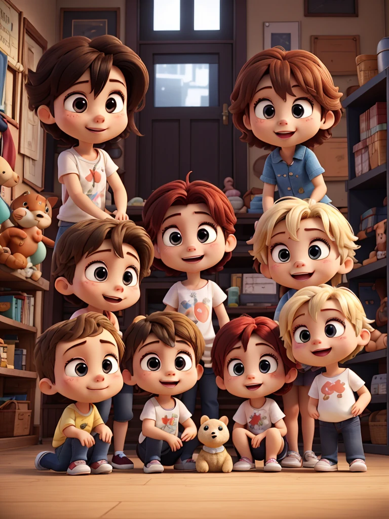 6 young friends gathered, white and happy. And next to them a baby.
