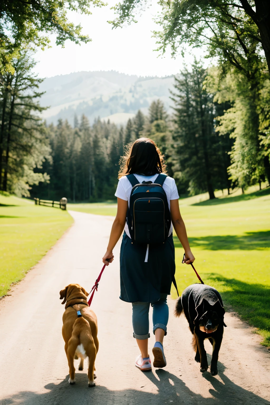 MAKE IMAGE OF A WOMEN TRAVEL WITH DOG
