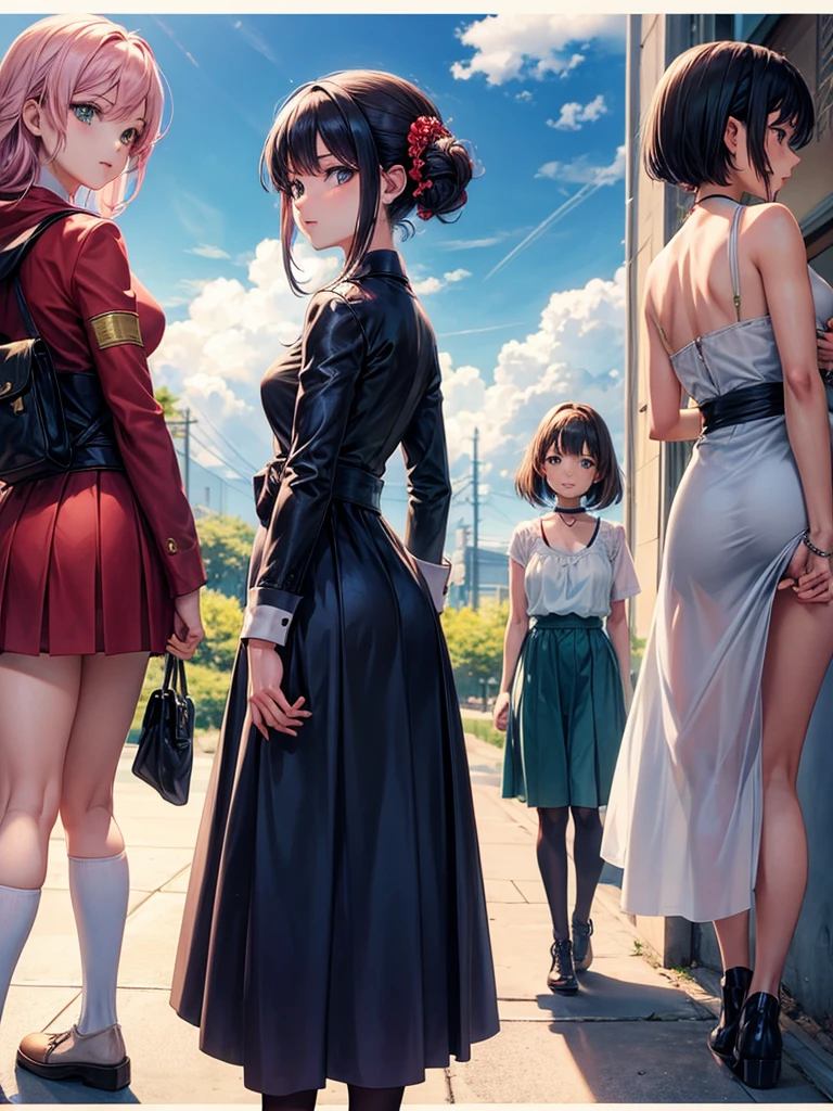 Anime women looking back