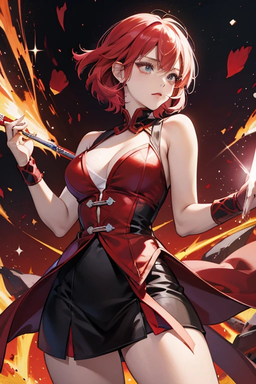 In "Mayura", Rena Rage had the same appearance as her superhero counterpart except for being red all over without the pattern she had on her superhero counterpart, and her flute being black, owing to her having been taken over by a Scarlet Akuma. Her appearance resulting from a regular Akuma is unknown. SPARKLE; GLITTER