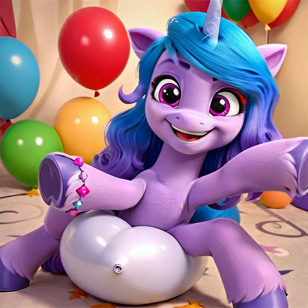 score_9, score_8_up, score_7_up, score_6_up, score_5_up, score_4_up, 
female, Izzy Moonbow, solo, looner, nonpop, balloon nonpop, detailed background, party, selfie, fanservice, plot, balloon fetish, balloon support, 3d, hd, 4k, solo,
safe, rating safe,
spread legs, plot, blowing up balloons, balloon blowing, wide hips, arched back, overinflated balloon, tight balloon, necked balloon, translucent balloon, white star print on balloon, balloon inflation,
motion blur, bouncing, squeaking, noisy, loud,
My Little Pony: Make Your Mark, My Little Pony: A New Generation, cinematic, dynamic angle, depth of field, bloom, subsurface scattering