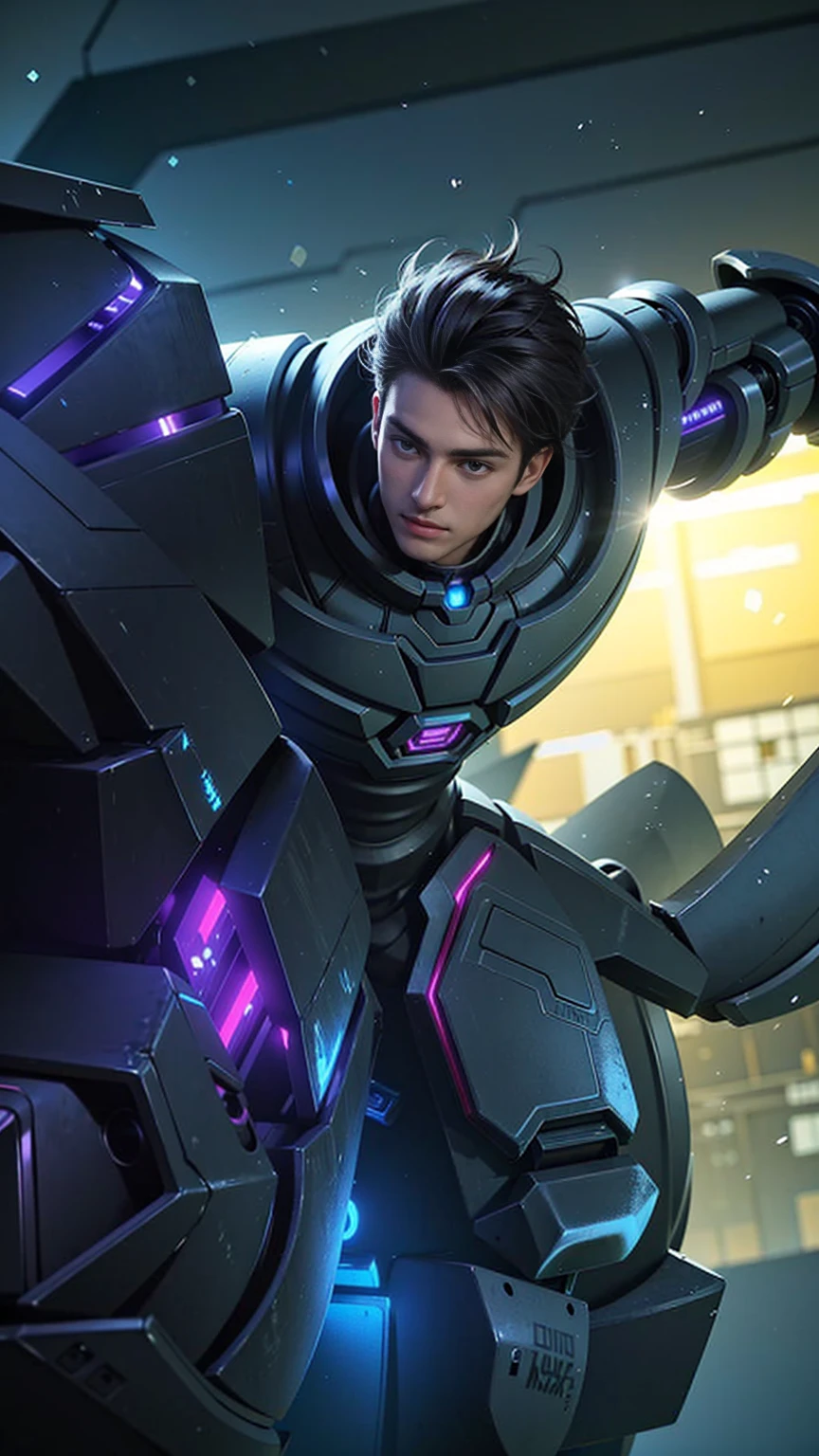 Handsome boy, best quality, photo, 4k,looking at viewer,full body,wear platinum armor,