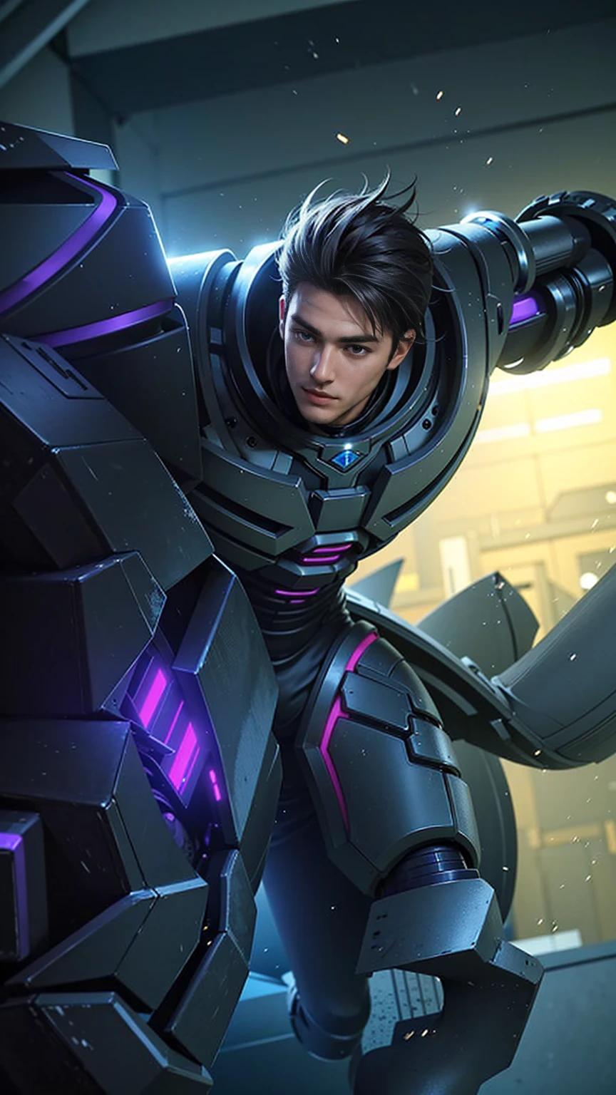 Handsome boy, best quality, photo, 4k,looking at viewer,full body,wear platinum armor,