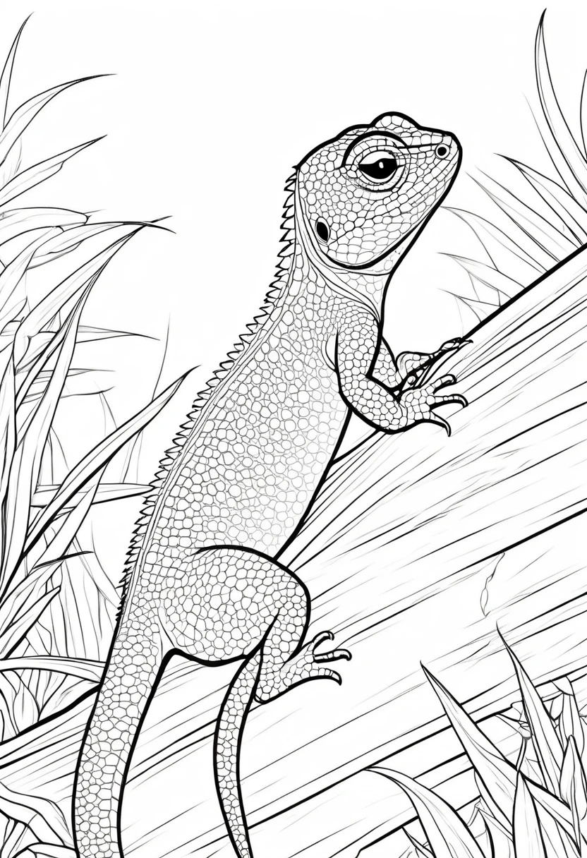 coloring page for kids, lizard