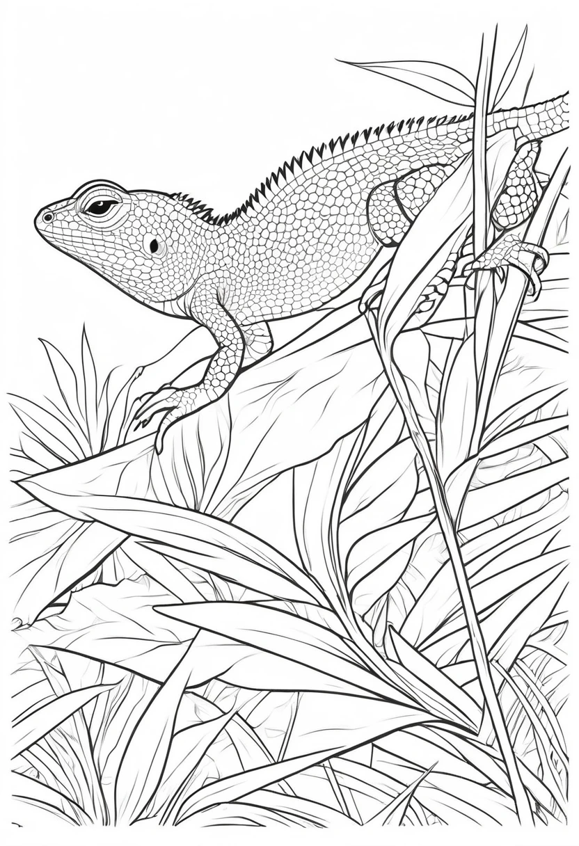 coloring page for kids, lizard