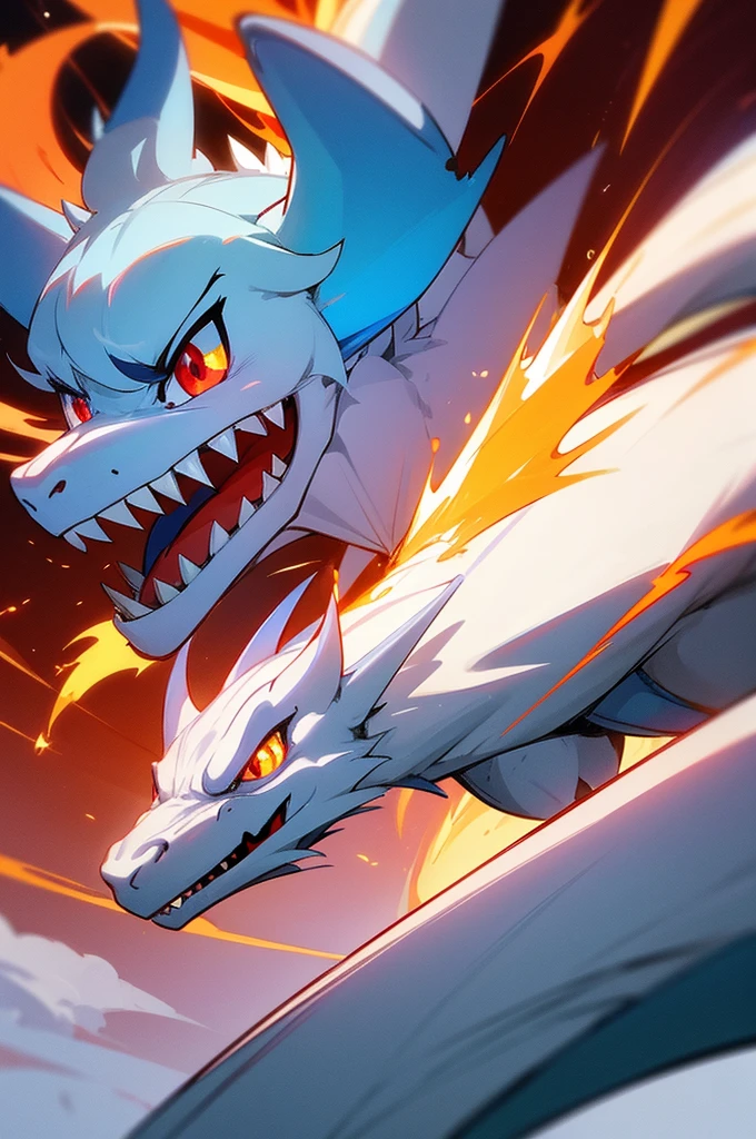 Blue white dragon, Claw, Red eyes, Masterpiece,
Best Quality, ultra detailed, photorealistic, extremely delicate,
(Dragon Chino:1.2), Long body, flying,
roar, breathing flames,
dynamic angle, intense angle, cinematic lighting,