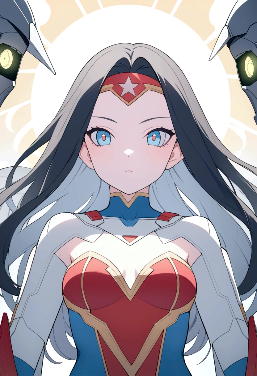 a close up of a woman in a costume with a bunch of aliens, james jean soft light 4 k, wlop : :, art-deco style, portrait of wonder woman, inspired by Noriyoshi Ohrai, trending on artstaion, mechanized soldier girl, sci - fi : :  