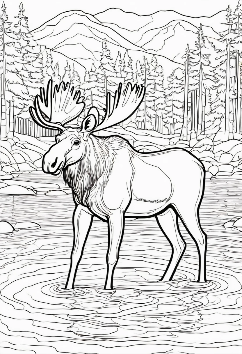 coloring page for kids, moose