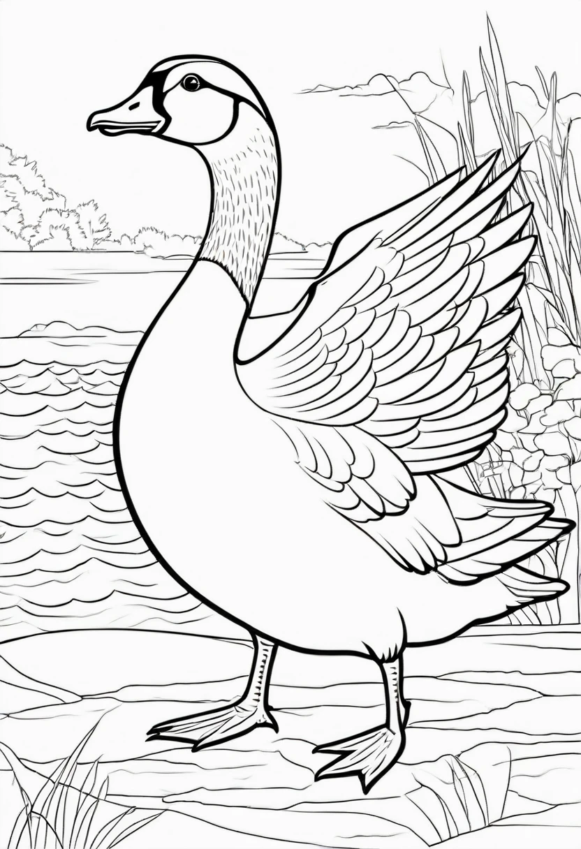 coloring page for kids, goose