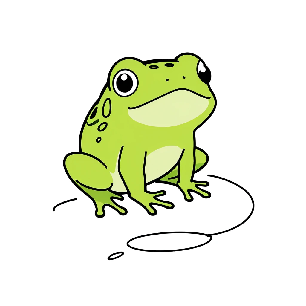 lime green 1frog only,simple,(white background:1.4),doodle,cute,chibi,scribble,minimalism,diagrammatic drawing