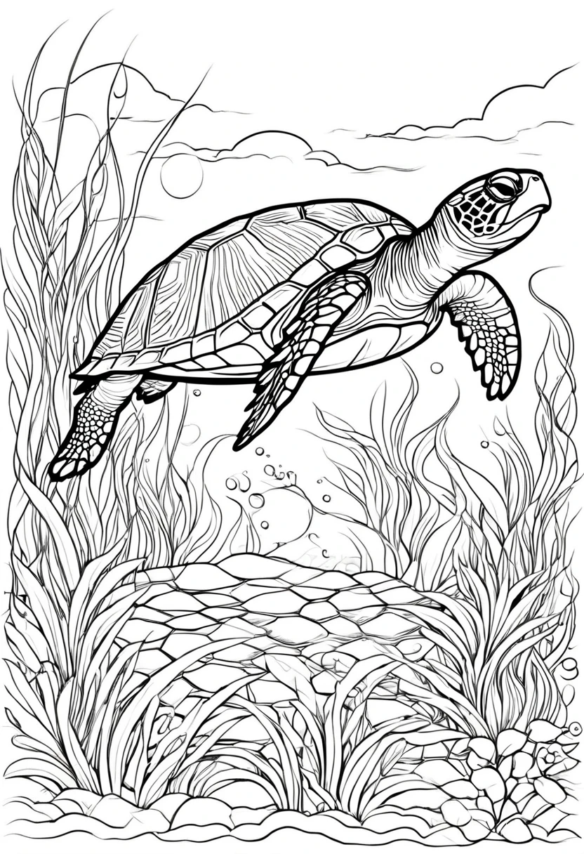 coloring page for kids, turtle
