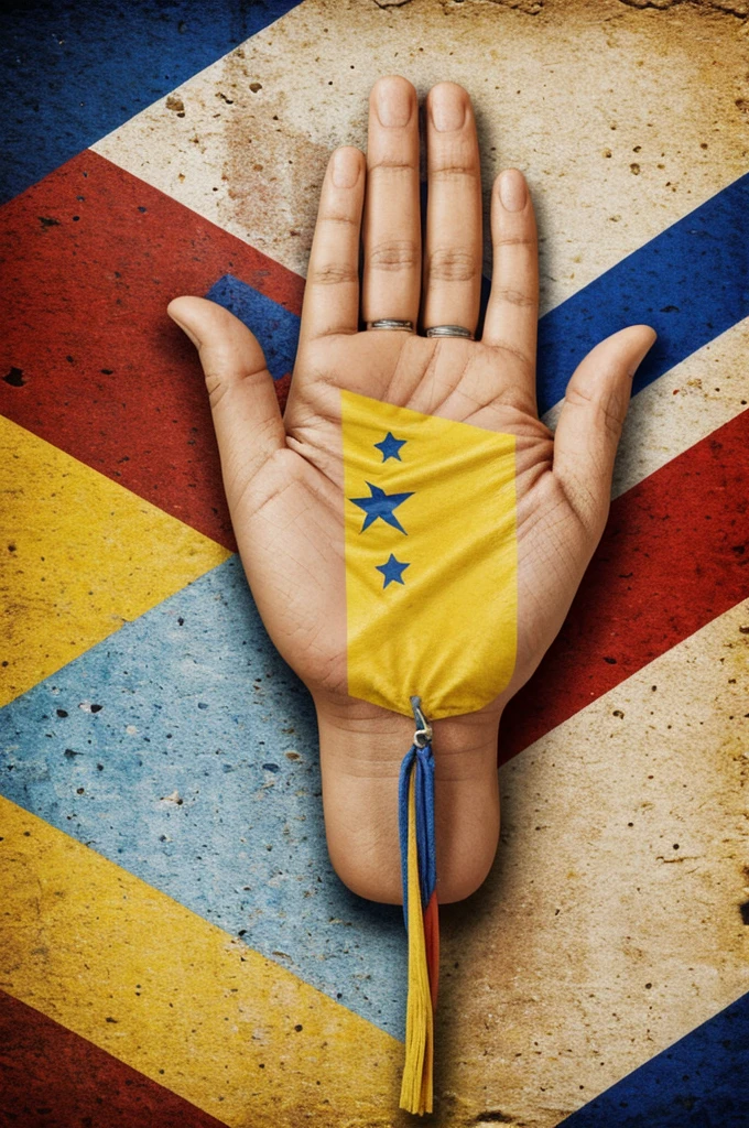 The flag of Venezuela with the words "Hand I have faith"