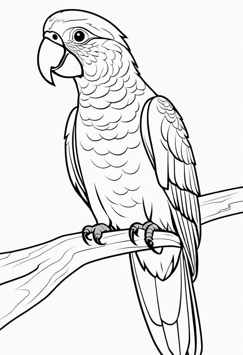 coloring page for kids, parrot