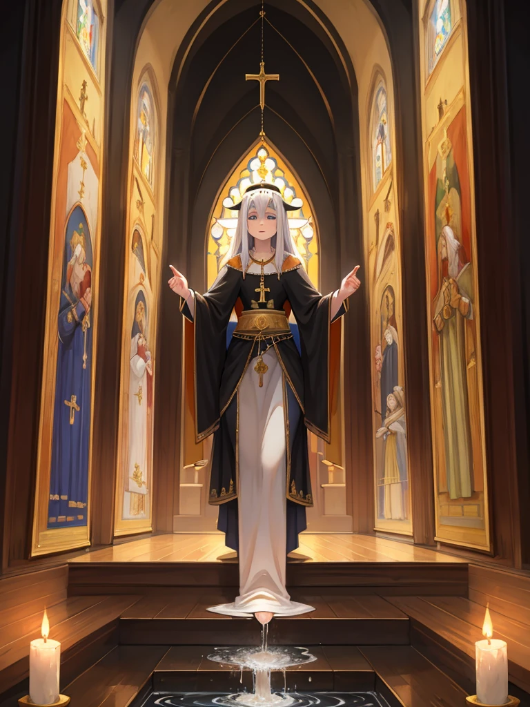 artistic, (Religious paintings) , goddess bestows pee , healthy , Holy Water