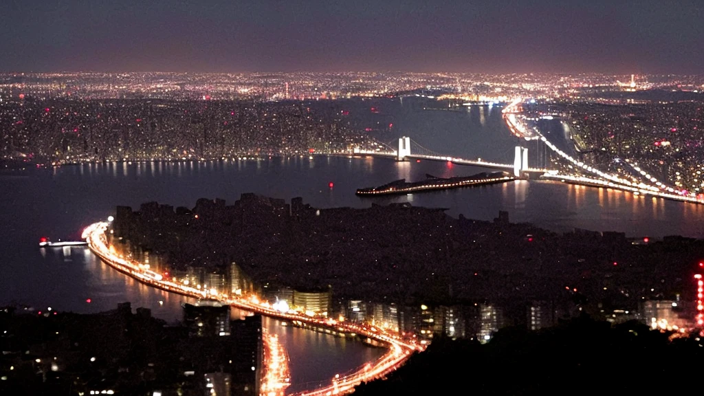 View of the bridge and the city of Arrafet at night, at night!!, 未来のOn a rooftop at night in Tokyo, in Tokyo at Night, Light in the distance, Tokyo in the background, Taken with iPhone 1 3 Pro, On a rooftop at night in Tokyo, taken on iphone 14 pro, at night!, at at night, Tokyo at Night, City lights in the background, Night view