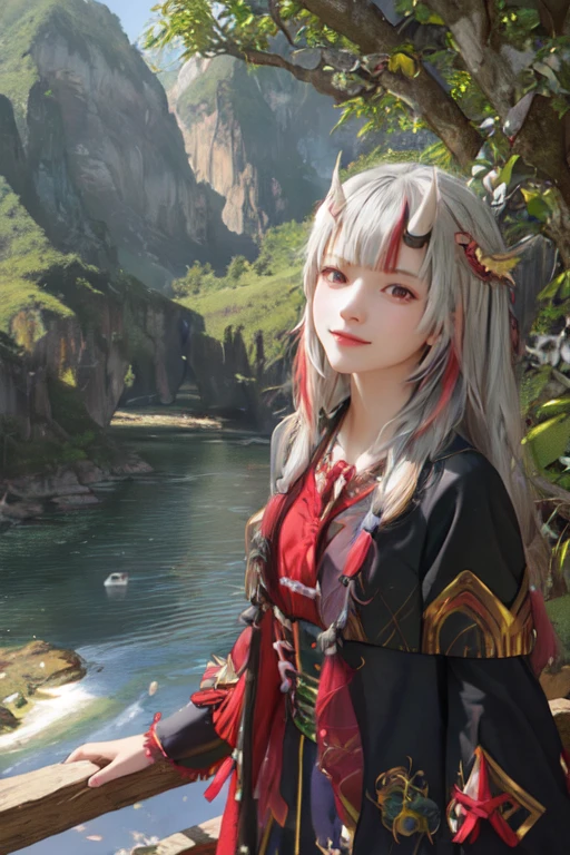 (best quality), masterpiece, Extremely detailed CG8K painting, high color, Extremely high color saturation, All colors are deepened, central composition, Extremely detailed light and shadow, The face and eyes are very detailed,beautiful nature,landscape