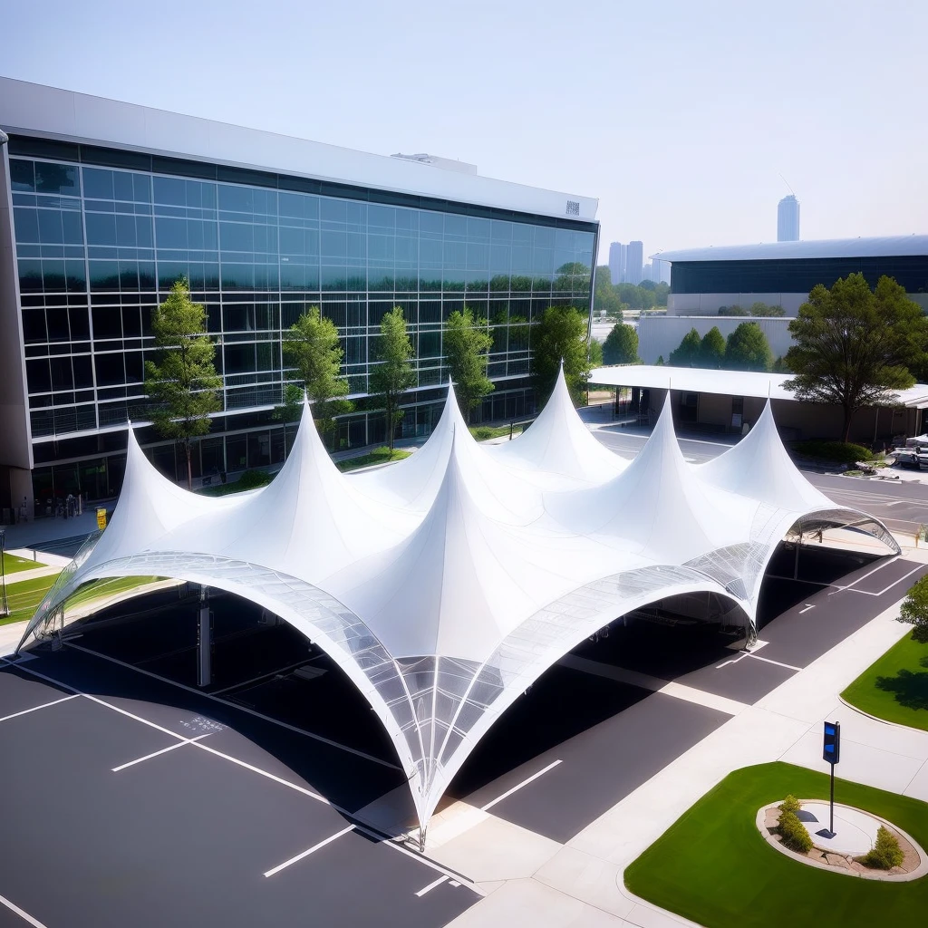 architecture物前的一个大型白色tent的视图, tentarchitecture, Canopies, Covered outdoor stage, canopee, architecture, Perfect structure, Detailed wide angle shot, Wide Angle Exterior 2022, high quality architecture art, Futuristic structure, tent, cool skydome, Crisp, high-quality rendering, Awesome Award Winning, pavilion
