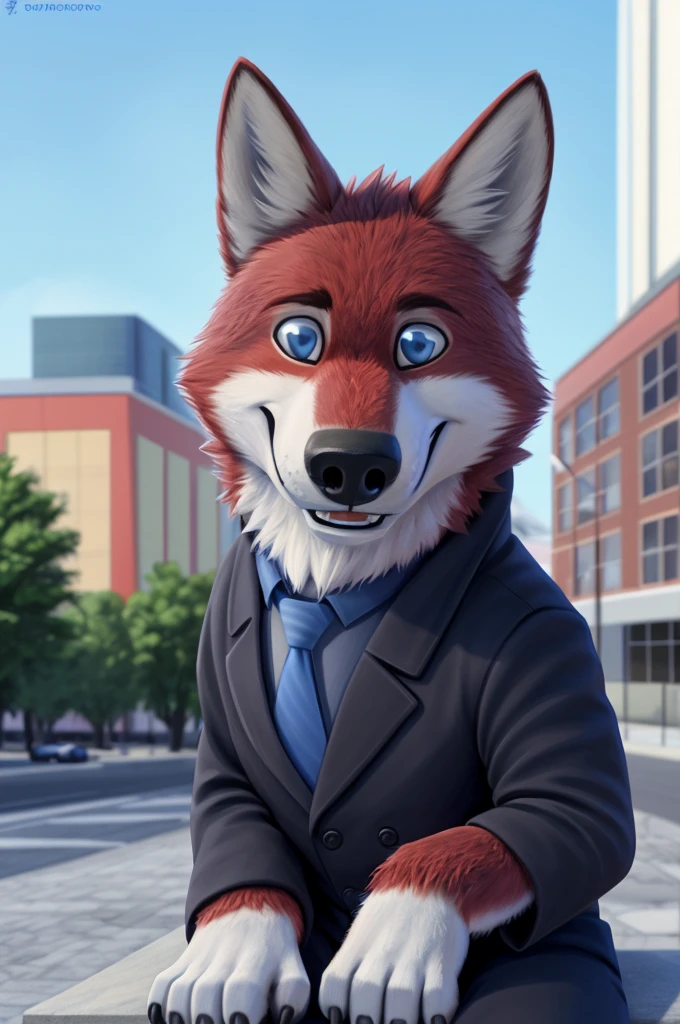 Ivan Wolfbach (сотрудник Аэропорта Domodedovo),high,Beautiful,slim,24 years,wolf, red fur,high Beautiful wolf, 24 years,(red body:1,3),beautiful blue eyes,Domodedovo, Russia, Аэропорт Domodedovo,gray shirt, green tie, black trousers,Dog, wolf, detailed fur, a male, antro, paw pads, finger claws, per viewer, 5 fingers, paws, 5 fingers, day, digital photography, soft focus, Good mood на приеме,sitting in the dentist's office, Photorealism, realistic , Photorealism, digital style, from close walks around the city, Very close to the camera, digital photography, positive smile, Good, mood, green tie, dental treatment in hospital, they don't see well, pilot patch, 4 yellow stripes on sleeves,
masterpiece, Best quality, ultra realistic, 8 k)