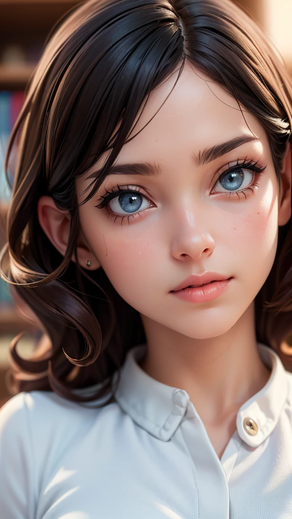 Sarah, wearing her green jacket over a white shirt and blue jeans, walks up to Mark in the bookstore and taps him on the shoulder. "Is this yours?" she asks, her curly brown hair framing her face. (best quality, 4k, 8k, highres, masterpiece:1.2), ultra-detailed, (realistic, photorealistic, photo-realistic:1.37), indoor, beautiful detailed eyes, beautiful detailed lips, extremely detailed eyes and face, long eyelashes, soft lighting).