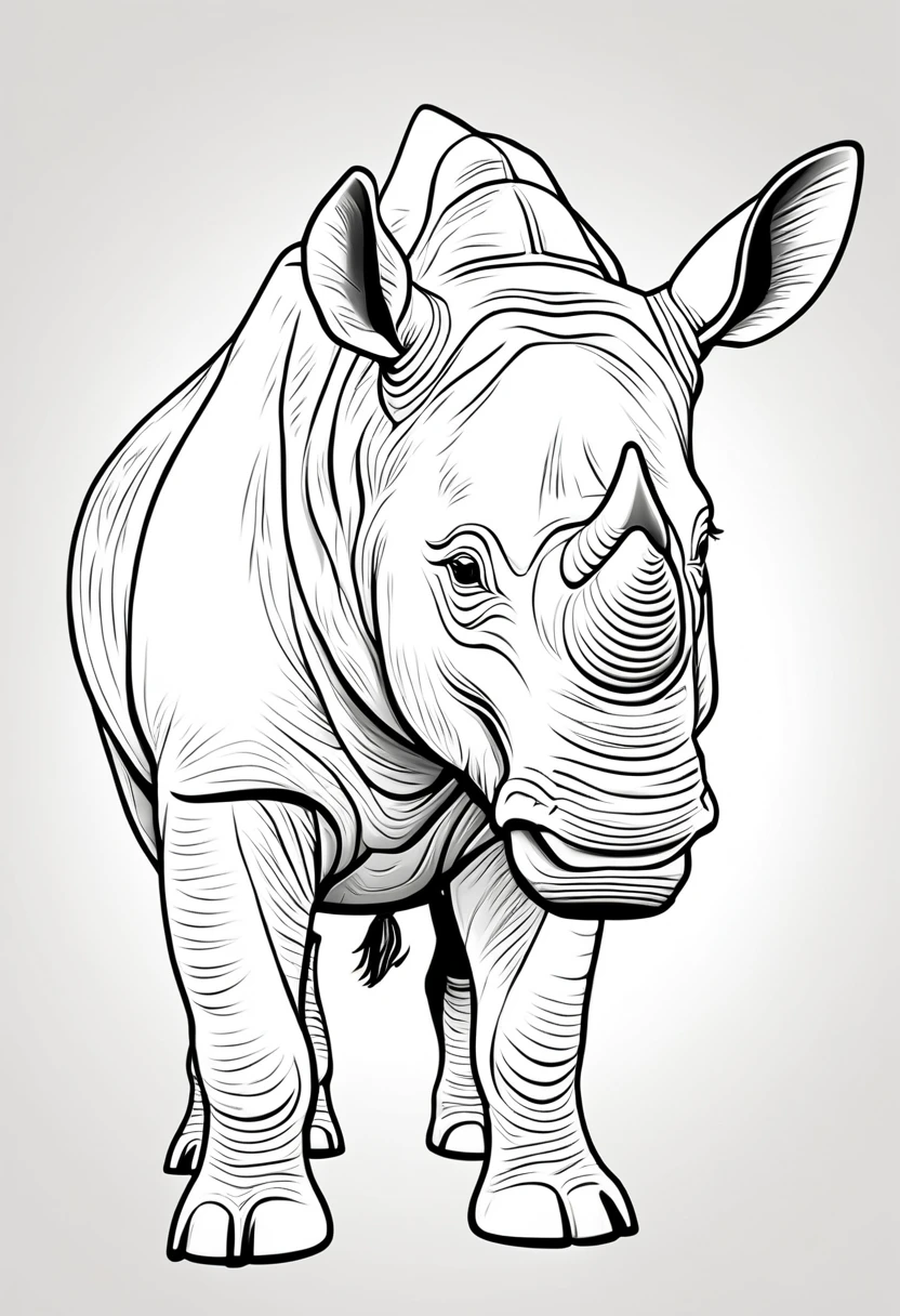 coloring page for kids, rino