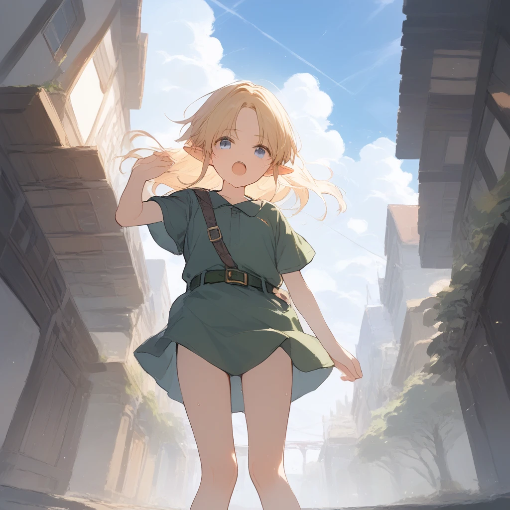 score_9, score_8_up, score_7_up, source_anime, best quality, masterpiece, official art, absurdres, highres, ultra-detailed,waifu2x,Collection: Slice of Life,break,1girl, YoungLink, blonde hair, green tunic, pointy ears, hat, solo, blue eyes,green_headwear belt, sweat, open mouth, (yawn:0.3), sleepily, outdoors, wind,break,(clear line illustration:1.2), super detailed skin,very high resolution, very aesthetic, Best sexual lighting powered by famous artist, 8k,cute picture,beauty illustration,photoshop_(medium),,(Detailed Lighting),best anime 8k konachan wallpaper, pixiv contest winner,