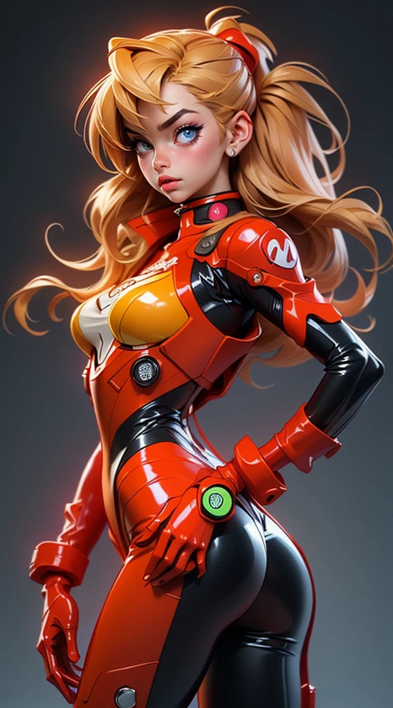 rear view, backside view,((The best quality, better resolution, Award-winning portrait, Official Art)), ((perfect masterpiece)), ((realist)) and ultra detailed photography of a nerdy cyberpunk souryuu asuka langley girl with gothic and post apocalyptic colors.. She has ((long blonde hair)), Carry a (Harajuku inspired cyberpunk tech top) and a (Harajuku inspired cyberpunk tech clothing bottom:1.2) , ((the most beautiful and sexy aesthetic)), sexy, Super huge tits hugely giant, Cleavage showing, hot,(souryuu asuka langley latex bodysuit:1.4),Detailed eyes, detailed hands,