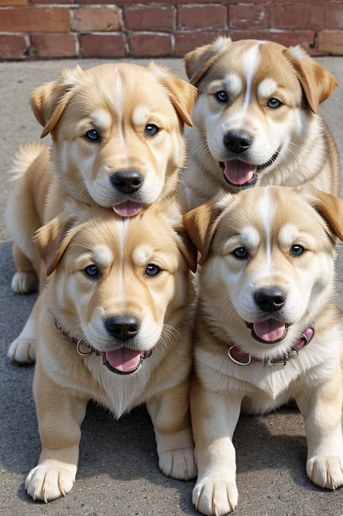 What the puppies created by a couple consisting of a golden retriever and a husky would look like
