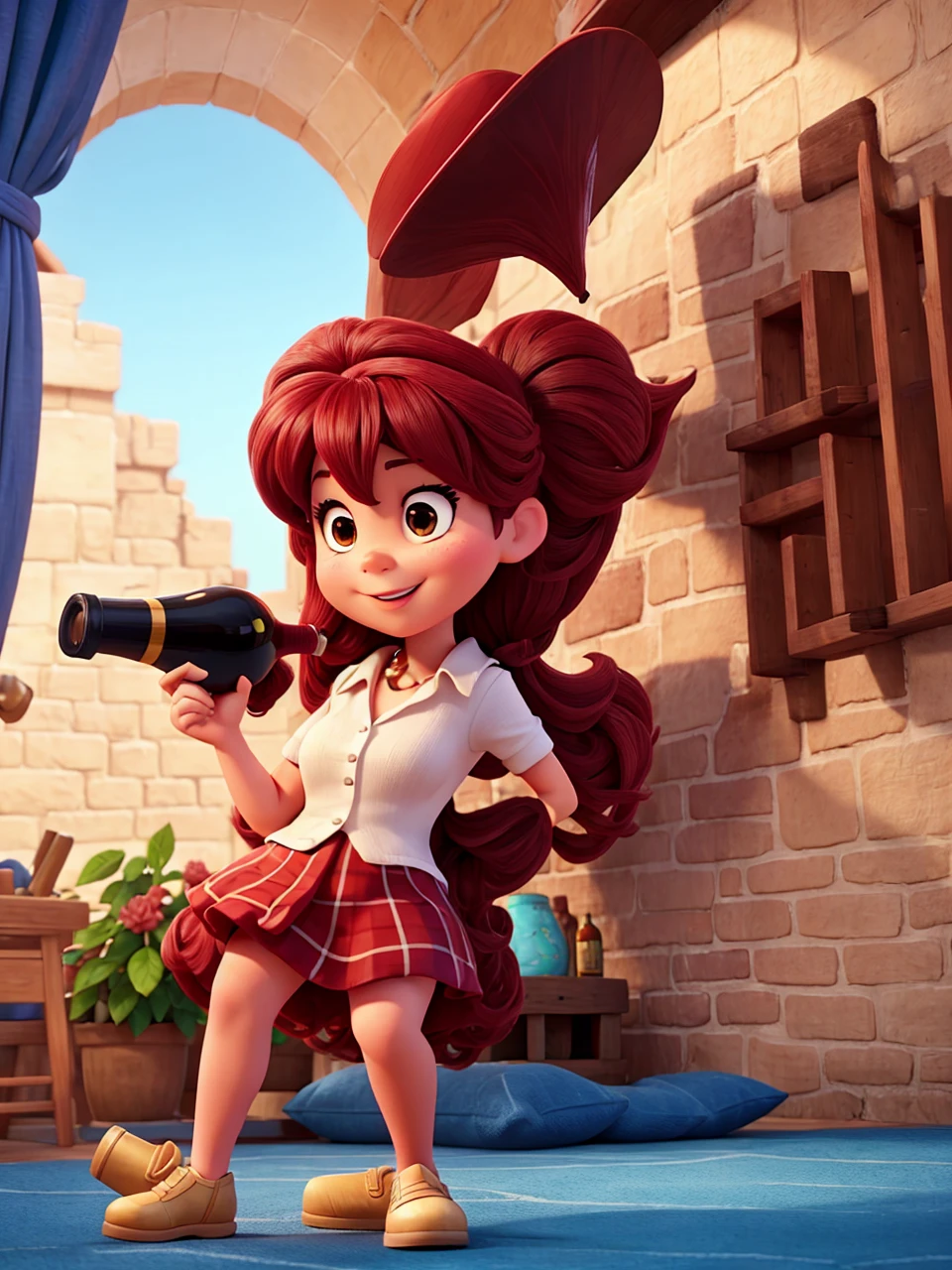 Me drinking wine like a Disney cartoon character based on the image 