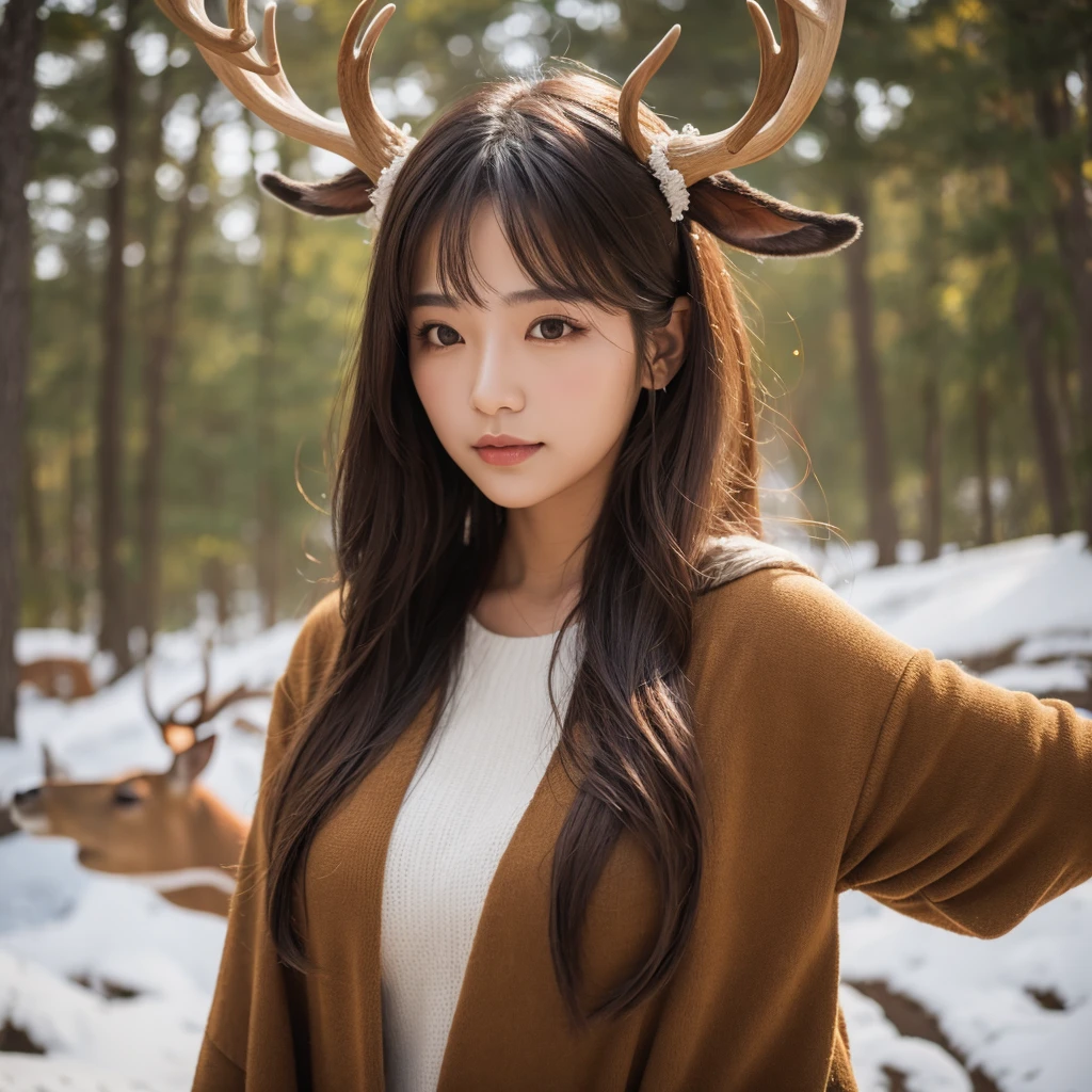 Woman with deer antlers
