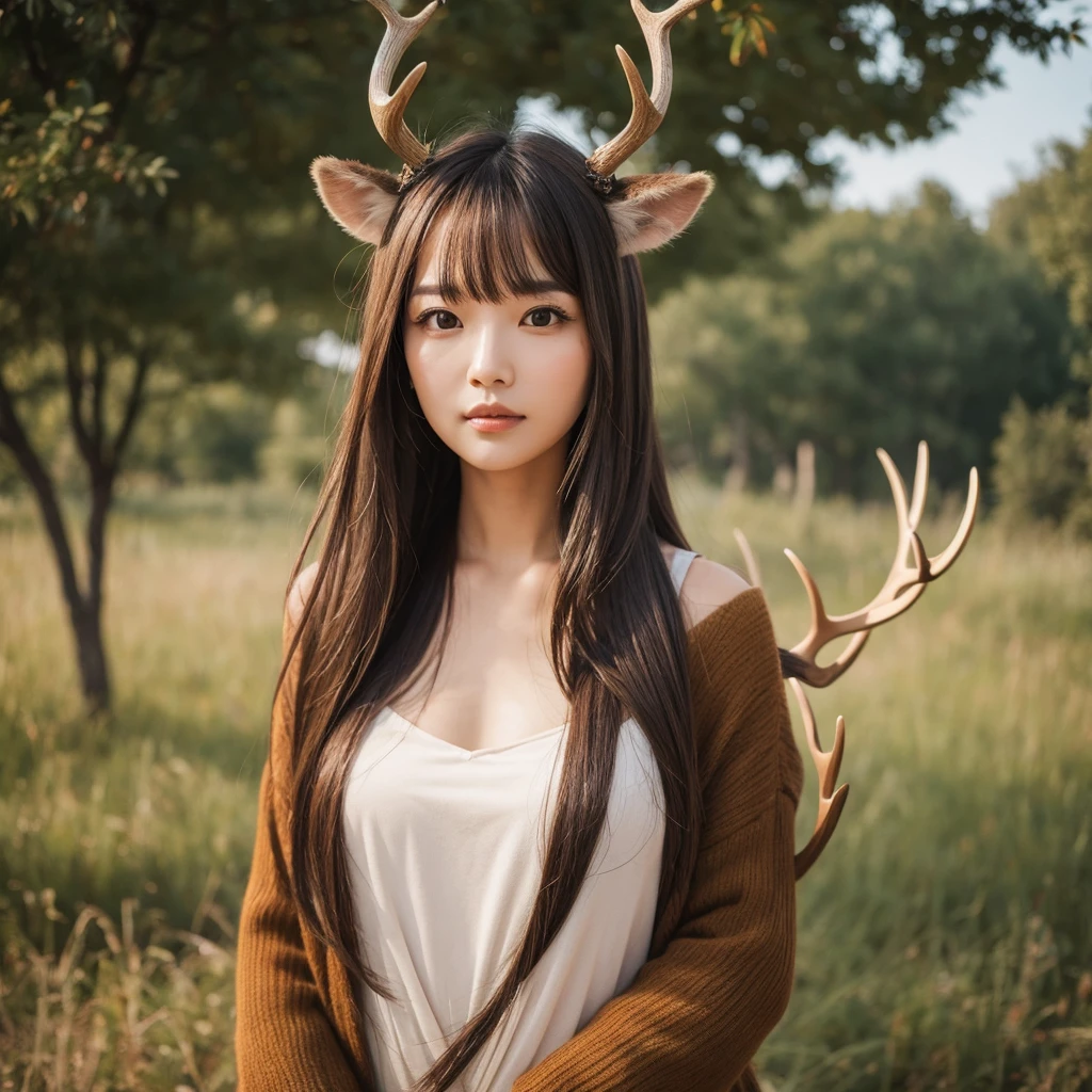 Woman with deer antlers