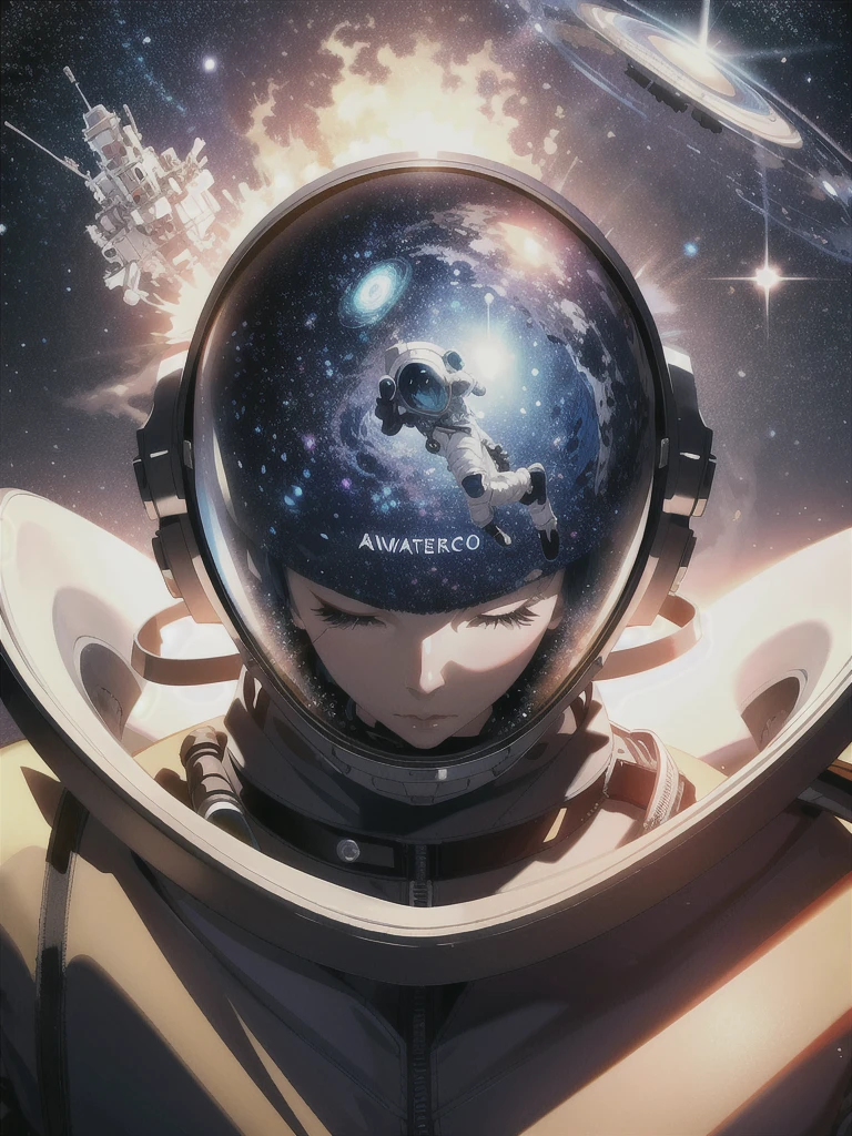 (masterpiece,最high quality,high quality)), ((8K wallpapers integrated with high-definition CG)), (Huge and stunning goddess shot, Very hot and sexy, Amazing beauty, Perfect proportions, Beautiful body, Slim body beauty:1.1), astronaut in space with a colorful galaxy in the background, portrait of astronaut, portrait of an astronaut, futuristic astronaut, astronaut lost in liminal space, astronaut, detailed astronaut, Galaxy Reflective Helmet, portrait of an ai astronaut, astronaut, Galaxy reflected in the helmet, Spacesuit with modern helmet, Glass Space Helmet, astronaut, astronaut in space,