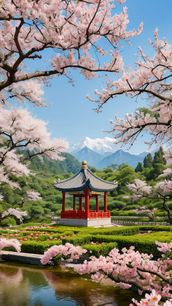 Chinese peach blossom garden,4k high detail images,8K, uhd, realistically